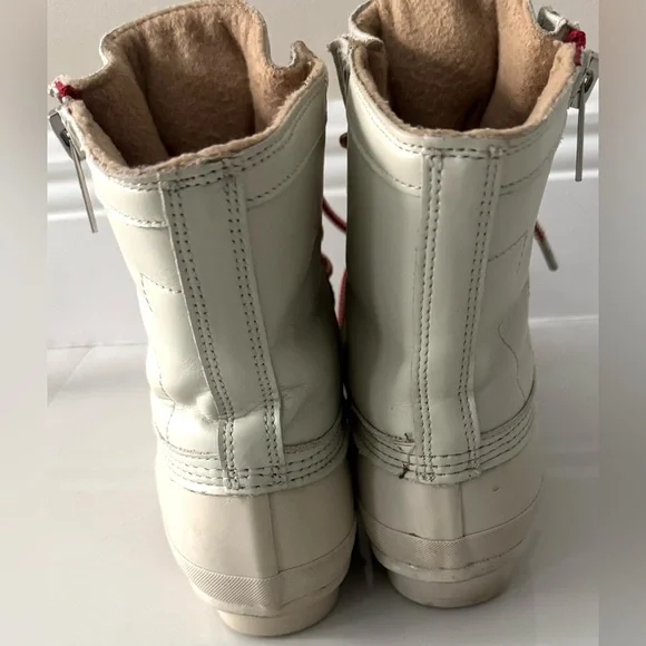 HUNTER IVORY CORWIN Insulated Lace Up Zip Up Waterproof Size 7 Boots - Picture 5 of 10